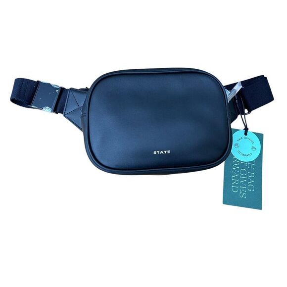 NWT! STATE Bags Black Smooth Leather Bennett Fanny Pack - Picture 1 of 7